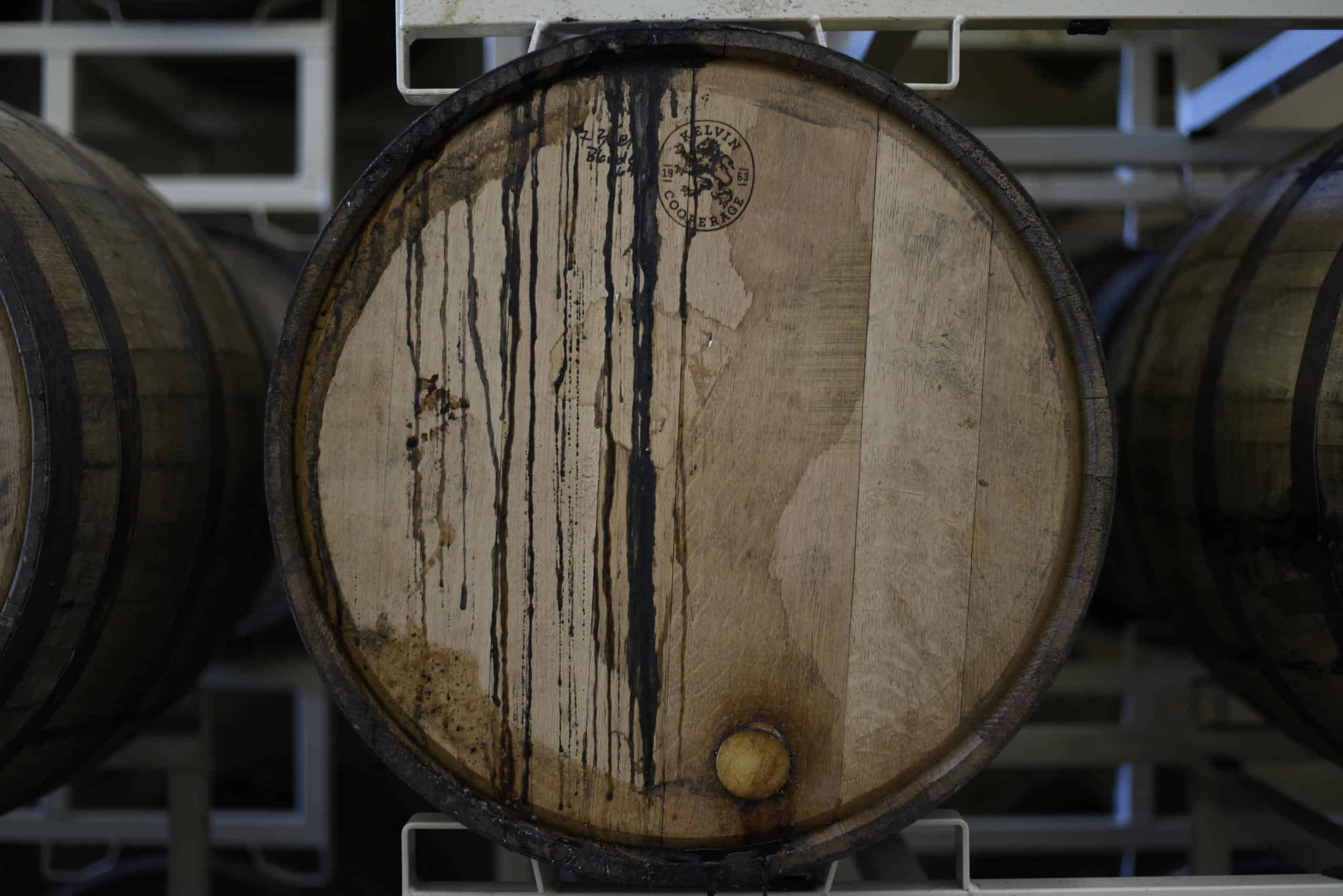 Whiskey barrel and glassware set for a guided tasting
